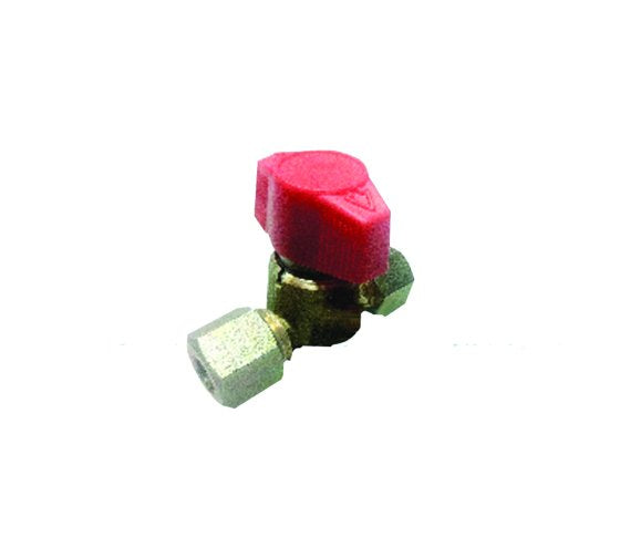 LPG manifold valve with one red cap and one brass outlet port
