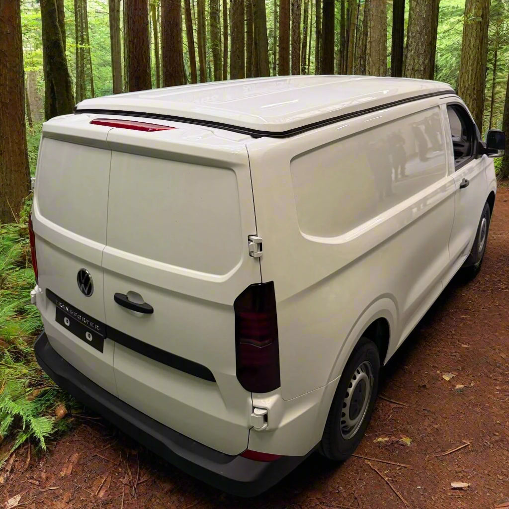 Brand New Shape Ford Transit Custom VW Volkswagen Transporter T7 Pop top eleivating roof campervan 2023 2024 2025 rear view
