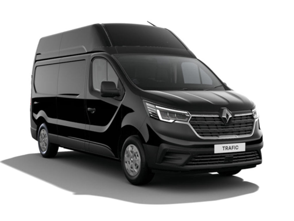 Black Renault Trafic van with roof high top and skylight