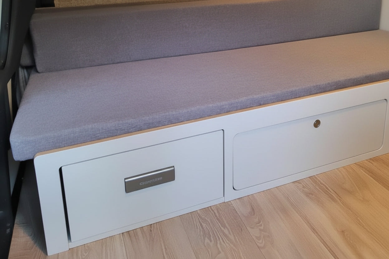 Ford Connect Panel Van Micro Campervan Conversion – L-Shaped Layout, M1 Seatbelt, Fridge & Leisure Battery