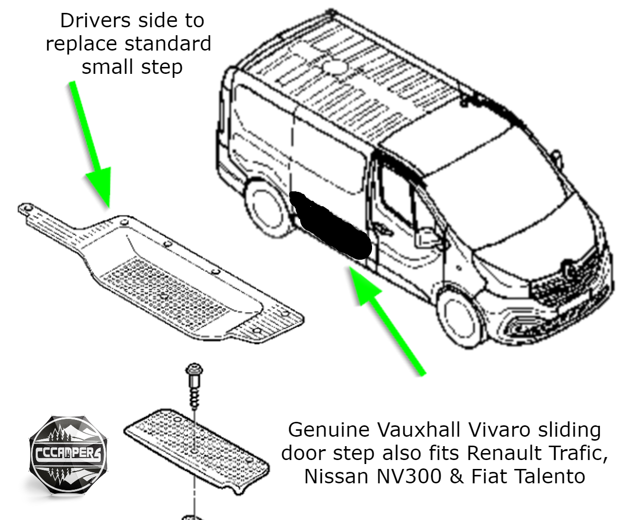 Genuine Vivaro sliding door step also fits Trafic, NV300 & Talento - cccampers.myshopify.com