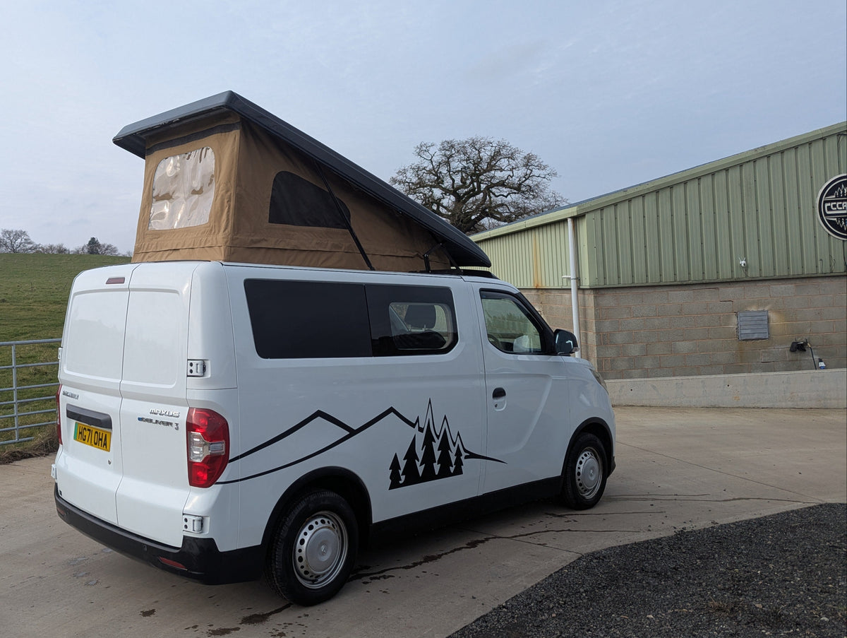 Upgrade your SAIC Maxus eDeliver 3 campervan with the Stargaze Rear Elevating Roof and optional window installation. Enhance headroom, ventilation, and natural light for a more comfortable and spacious adventure. Professionally fitted with high-quality materials.
