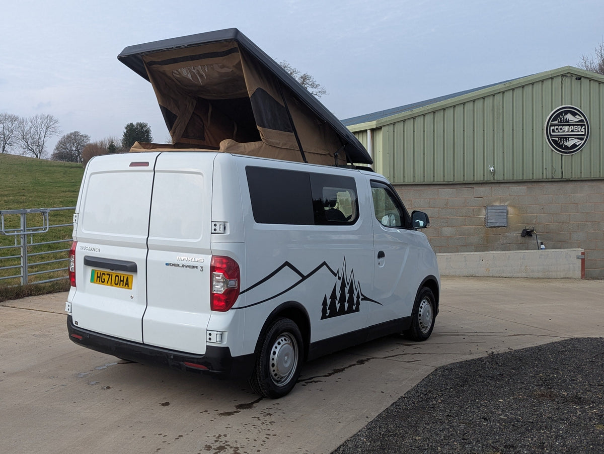 Upgrade your SAIC Maxus eDeliver 3 campervan with the Stargaze Rear Elevating Roof and optional window installation. Enhance headroom, ventilation, and natural light for a more comfortable and spacious adventure. Professionally fitted with high-quality materials.