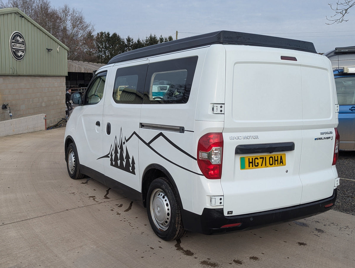 Upgrade your SAIC Maxus eDeliver 3 campervan with the Stargaze Rear Elevating Roof and optional window installation. Enhance headroom, ventilation, and natural light for a more comfortable and spacious adventure. Professionally fitted with high-quality materials.
