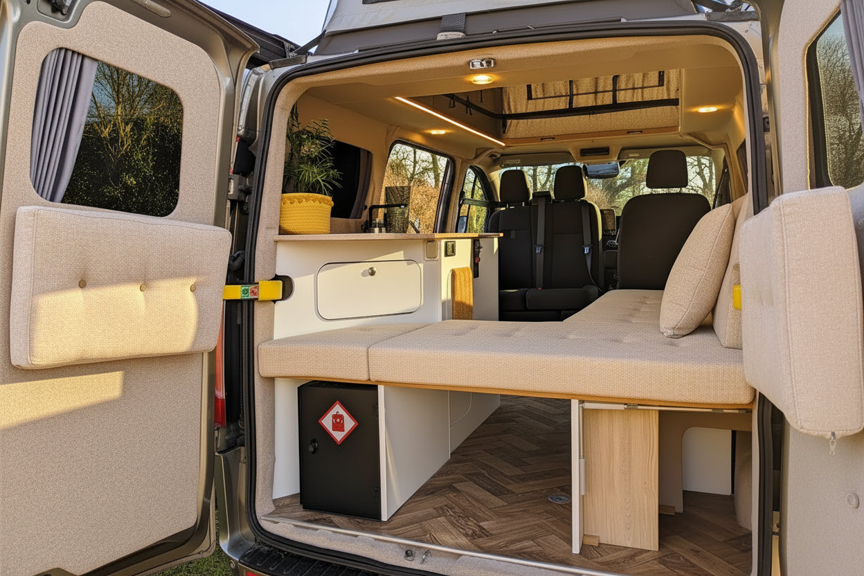 Ford Transit Custom (2012-2023) L-Shaped Campervan Conversion | Side Kitchen & 50L Fridge