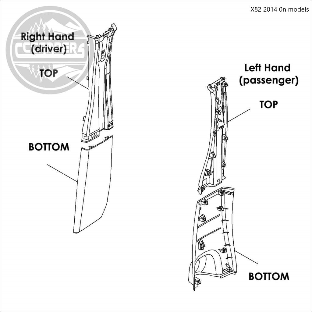 Genuine X82 B Post Trims front to back bulkhead seat belt fits 2014+ Vivaro, Trafic, NV300 & Talento - cccampers.myshopify.com