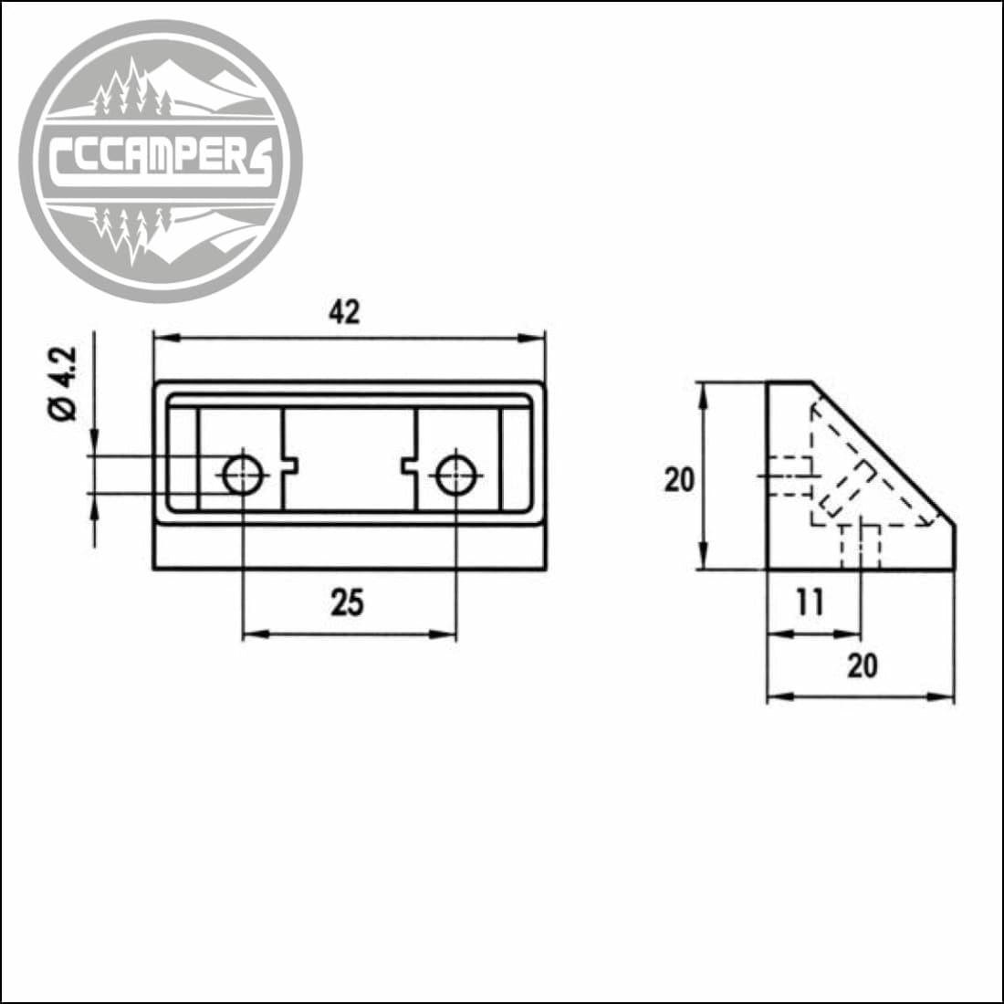 Light Brown Corner Joint with Cover Conectors x 20 pcs - CCCAMPERS