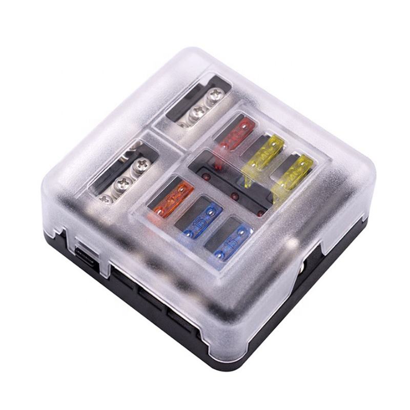 Silver DC power distribution module with terminal blocks and fuse protection