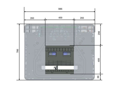 Mestic roof-mounted air conditioner unit, light gray housing with vent and control panel