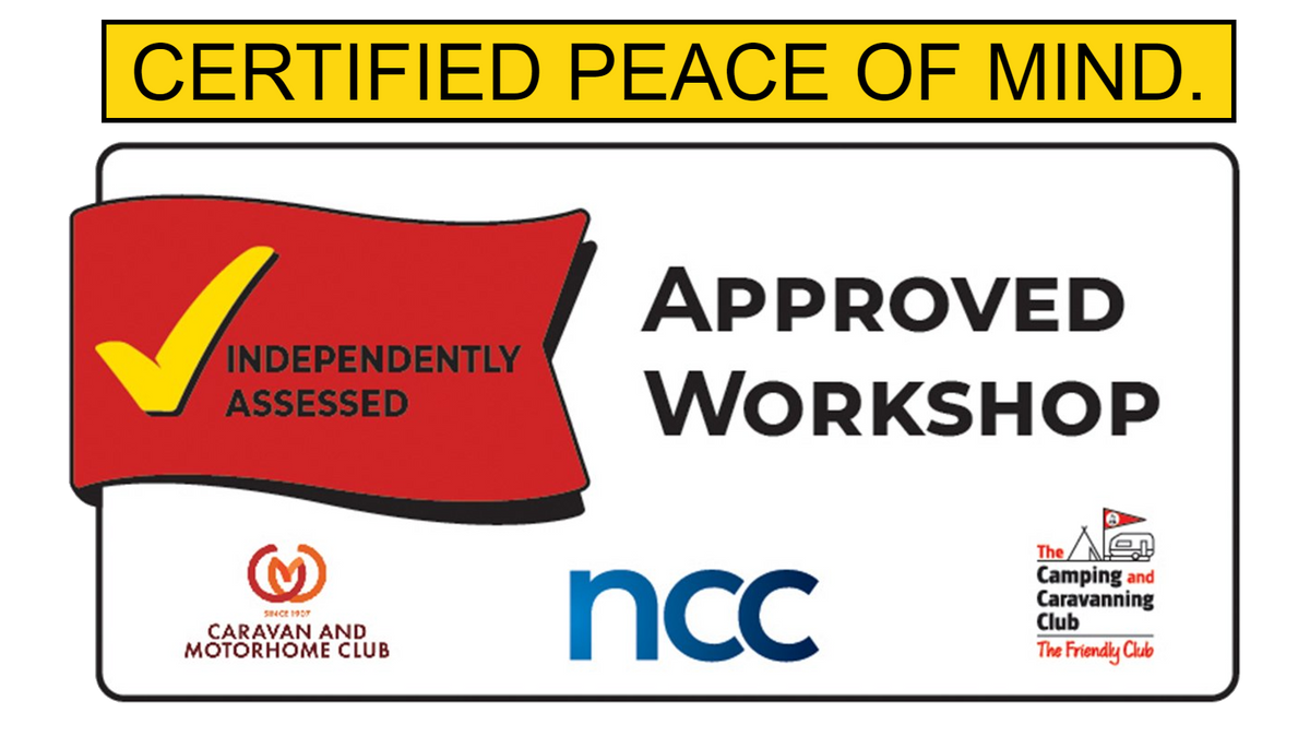 Annual habitation service certificate, approved workshop and certified peace of mind logo