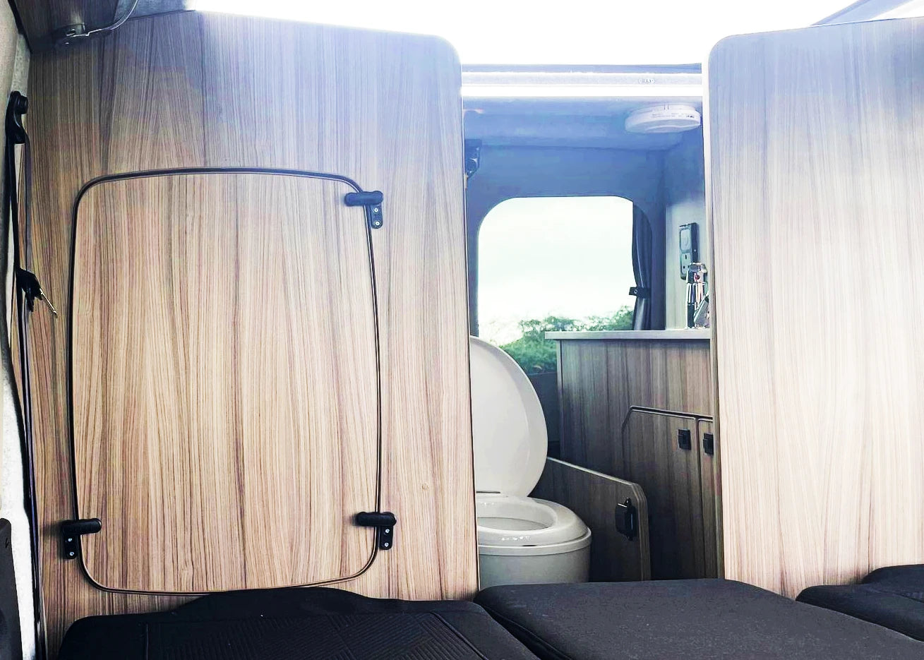 The Flagship Witley Twin-Bed Campervan Conversion with Toilet for Nissan Primastar : Available with 4, 5, or 6 Travelling Seats