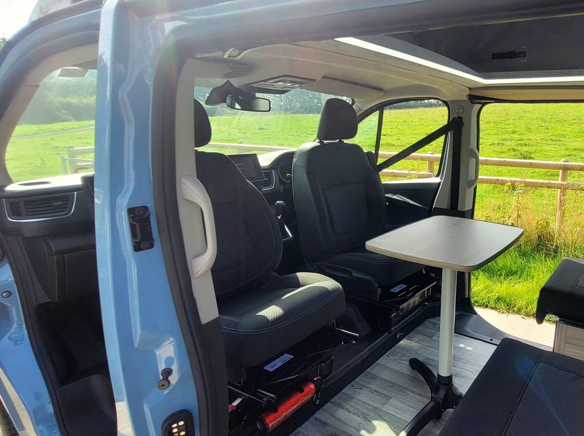 Renault Trafic 2014+ (3rd Gen X82) Camper Van Front Seat Swivel Plates Fully Fitted - cccampers.myshopify.com