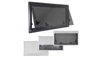 Top-Hinged Aluminium Cassette Window with Blackout Blind & Flyscreen | Campervan Upgrade