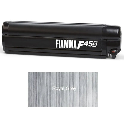 Fiamma F45S black Maxus edeliver 3 e deliver ev campervan Black awning with Royal Grey fabric