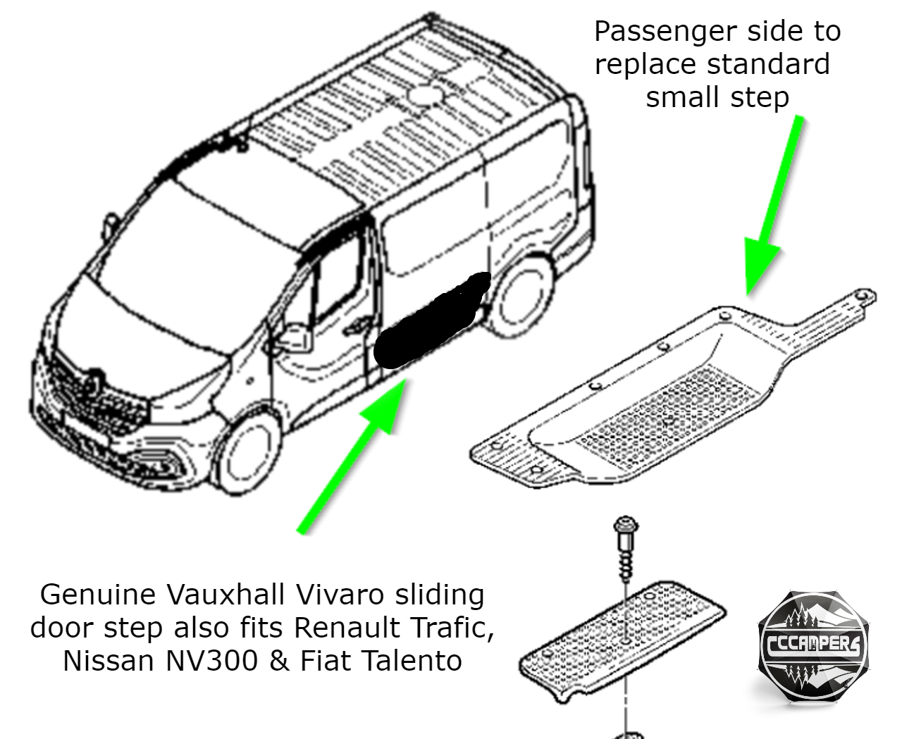 Genuine Vivaro sliding door step also fits Trafic, NV300 & Talento - cccampers.myshopify.com