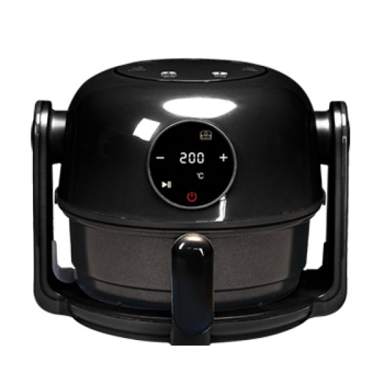 PLS 2-in-1 Digital Air Fryer and Hob in Shaddow Black – 800W low wattage campervan cooker with 180° reversible flip design, campsite hook-up safe. in air fryer cooking mode
