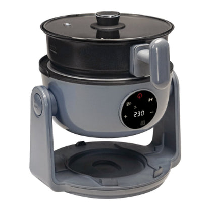 PLS 2-in-1 Digital Air Fryer and Hob in Sleek Slate Grey – 800W low wattage campervan cooker with 180° reversible flip design, campsite hook-up safe. in pan cooking mode.