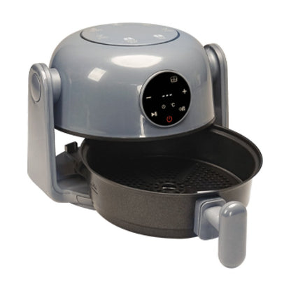 PLS 2-in-1 Digital Air Fryer and Hob in Sleek Slate Grey – 800W low wattage campervan cooker with 180° reversible flip design, campsite hook-up safe. in air fryer loading mode