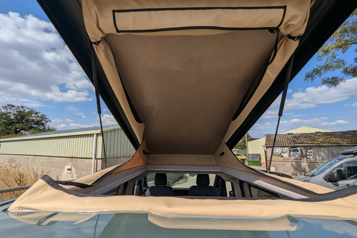 Kia PV5 beige canvas pop top roof 