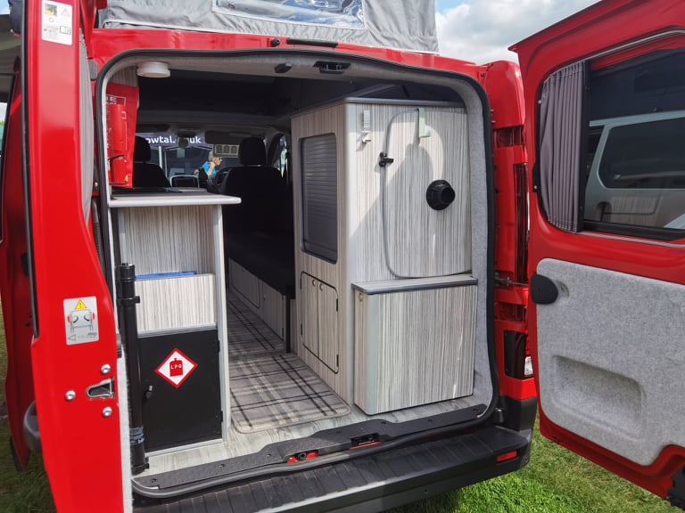 2020 Red LWB Mamble Renault Trafic Camper Van by CCCAMPERS with less than 12,000 miles on the clock - cccampers.myshopify.com