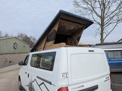 Upgrade your SAIC Maxus eDeliver 3 campervan with the Stargaze Rear Elevating Roof and optional window installation. Enhance headroom, ventilation, and natural light for a more comfortable and spacious adventure. Professionally fitted with high-quality materials.