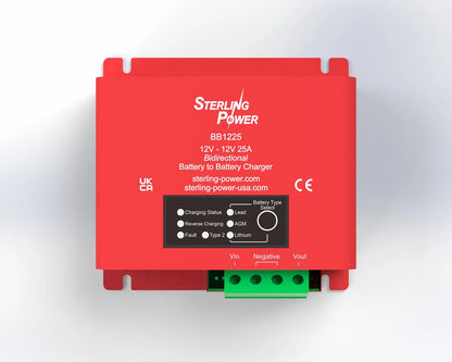 Sterling Power BB1225 battery charger/inverter module with terminal block and LEDs