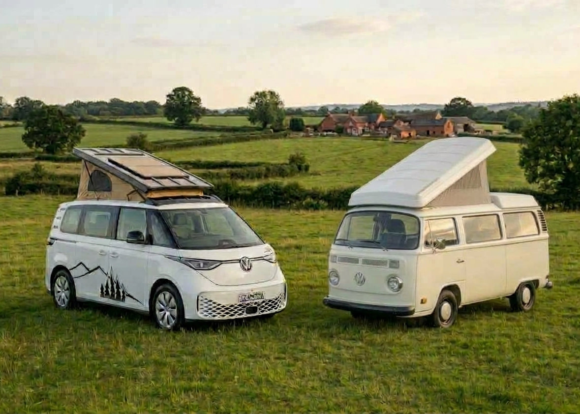 Inspired by the original VW bay window campervans, the Wyre brings a nostalgic campervan feel to the all-electric VW ID. Buzz, paired with modern equipment for today’s adventures.