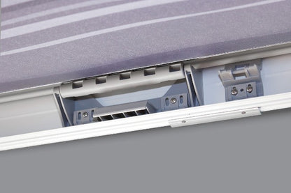 Fiamma F45S wall-mounted box awning hardware, professionally fitted by CCCampers