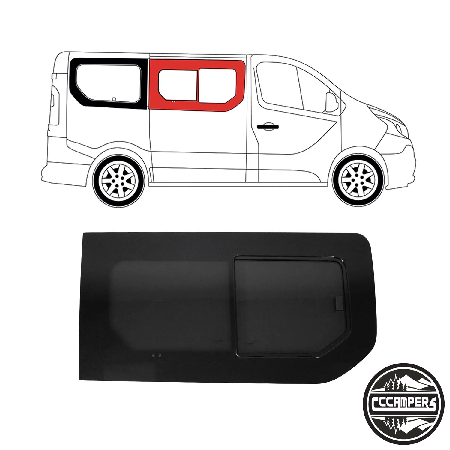New Shape Renault Trafic, Nissan NV300, Fiat Talento or (Vauxhall Vivaro 2014 - 2018 X82) Glass Window Fully fitted - cccampers.myshopify.com