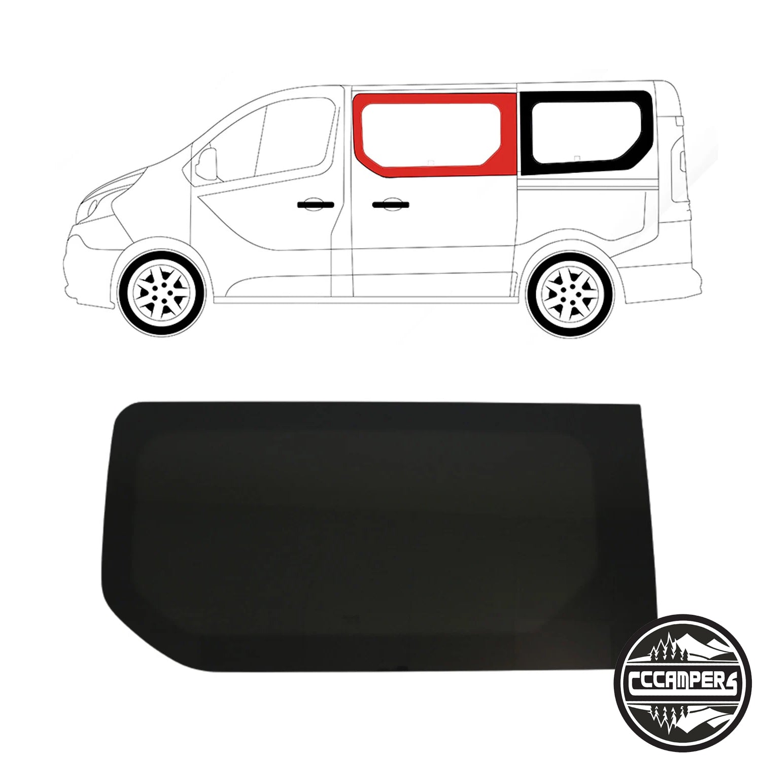 New Shape Renault Trafic, Nissan NV300, Fiat Talento or (Vauxhall Vivaro 2014 - 2018 X82) Glass Window Fully fitted - cccampers.myshopify.com