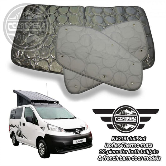 NV200 full Set Isoflex Thermo mats screens 12-piece for both tailgate and french barn door models - cccampers.myshopify.com