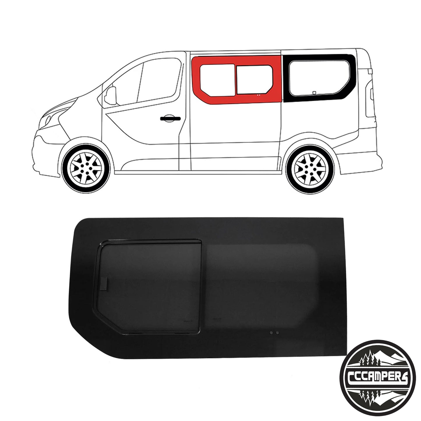 New Shape Renault Trafic, Nissan NV300, Fiat Talento or (Vauxhall Vivaro 2014 - 2018 X82) Glass Window Fully fitted - cccampers.myshopify.com