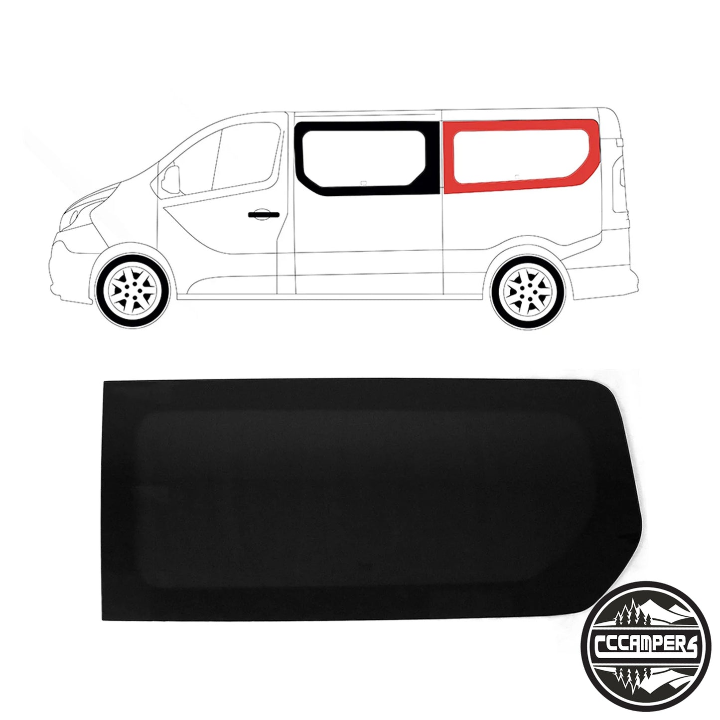 New Shape Renault Trafic, Nissan NV300, Fiat Talento or (Vauxhall Vivaro 2014 - 2018 X82) Glass Window Fully fitted - cccampers.myshopify.com
