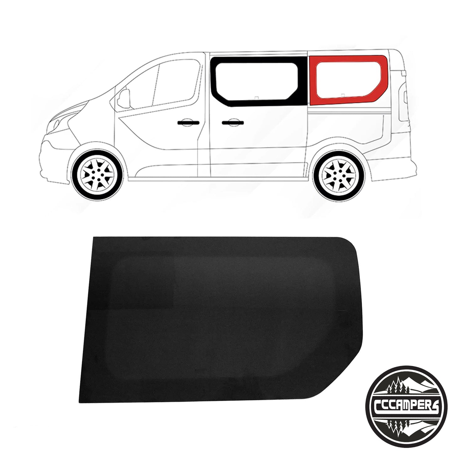New Shape Renault Trafic, Nissan NV300, Fiat Talento or (Vauxhall Vivaro 2014 - 2018 X82) Glass Window Fully fitted - cccampers.myshopify.com